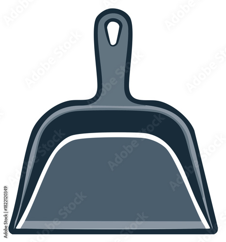 Illustration of a Gray Dustpan for Cleaning Dust and Small Debris