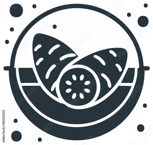 Healthy raw sweet potatoes in a steamer basket simple vector glyph food icon