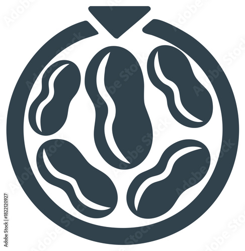 Peanuts in a bowl flat icon. Simple vector symbol for nuts, snack, and healthy food.