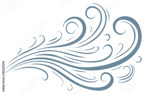 Stylized wind vector graphic with swirl shapes, graphic design element, abstract style