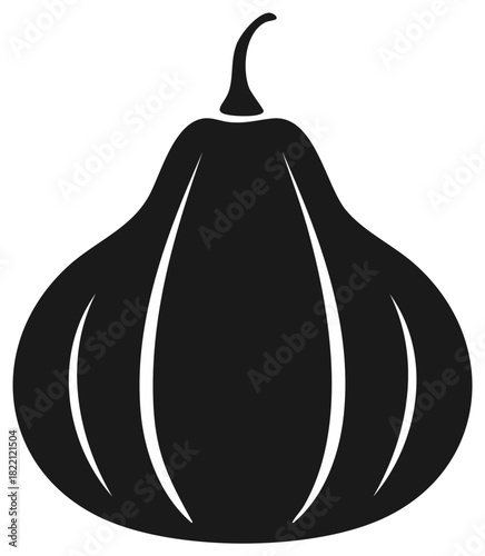 Stylized Black and White Vegetable Gourd Silhouette Illustration