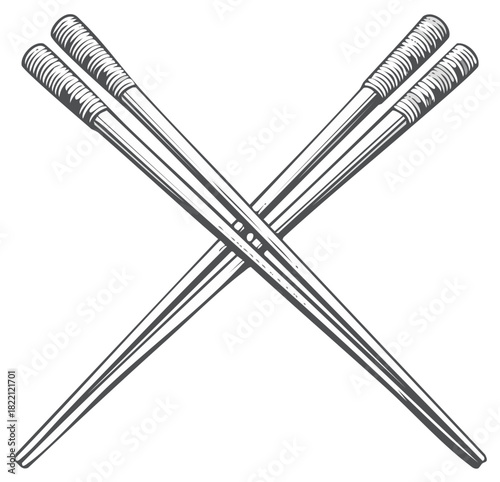 Crossed chopsticks graphic illustration