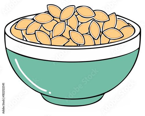 Teal Bowl Filled with Pumpkin Seeds