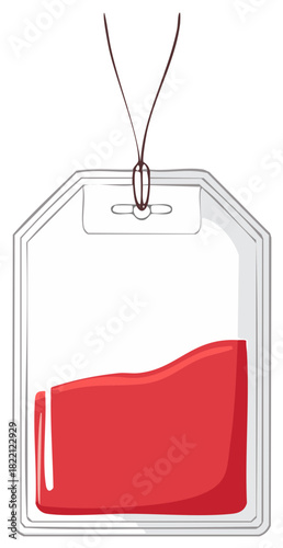 Cartoon blood bag with red fluid for medical donation and transfusion concepts