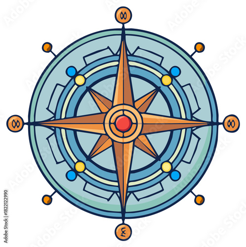 Ornate vintage style compass rose illustration for navigation and exploration