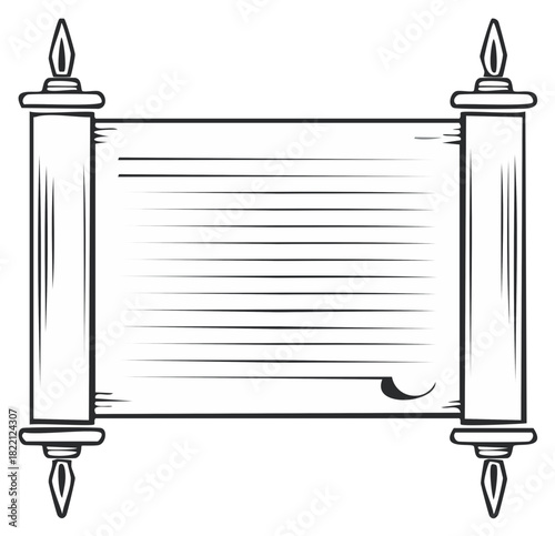 Ancient Scroll with Columns and Horizontal Lines Decorative Illustration