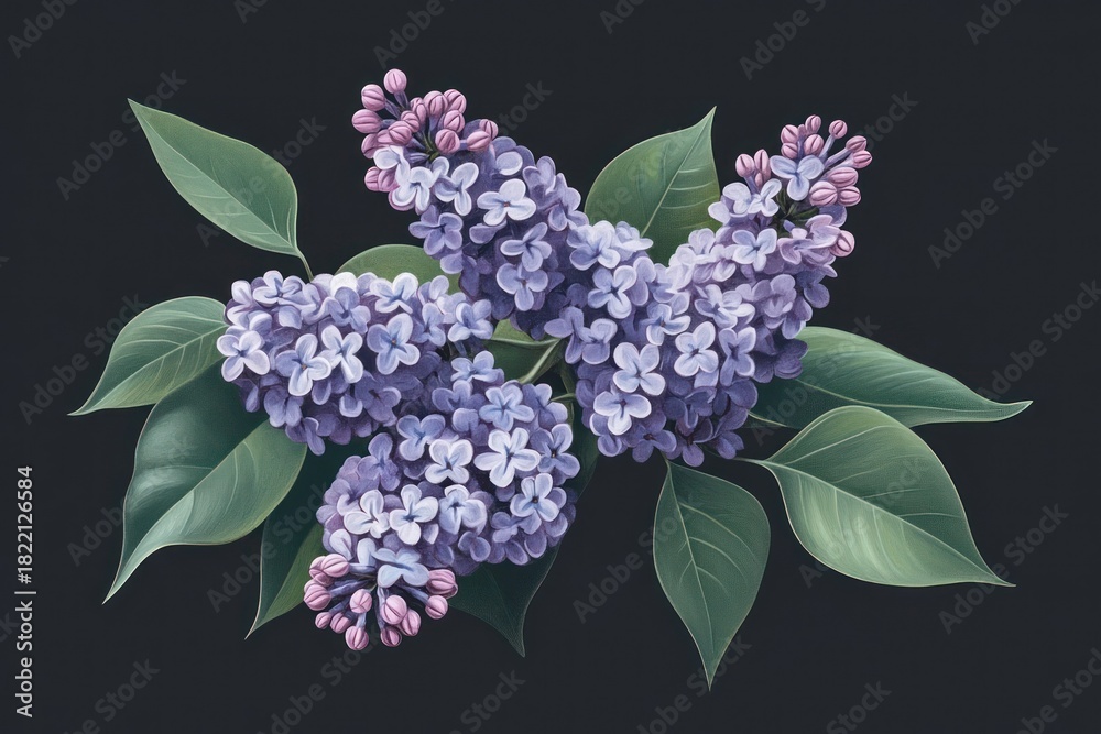 Fototapeta premium Lilac clusters lilac illustration blossoms.