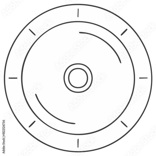 Line art icon of a generic control dial or gauge with tick marks and curved indicator lines
