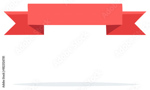 Vector graphic of a red ribbon banner with angular edges for titles or product placement