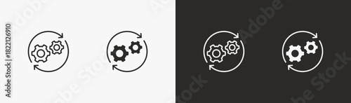 Process icon in black and white style collection