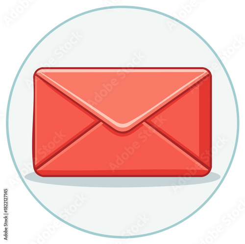 Red Envelope Illustration Flat Style Design Social Media Messages Communication Concept