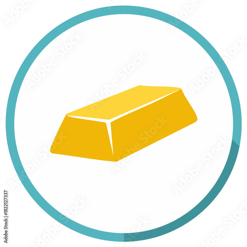 Gold Bar Icon in Circle Symbol of Wealth and Financial Investment Flat Design Vector