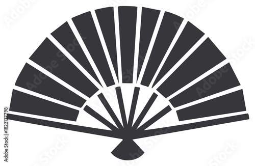 Elegant Silhouette of a Traditional Hand Fan Oriental Style for Decorative Arts, Fashion, and Celebration