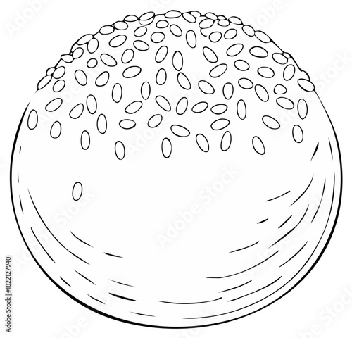 Sketchy Drawing of a Sesame Seed Bun Top View for a Burger