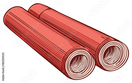 Two cylindrical shapes with inner concentric circles resembling blood vessels or anatomical arteries