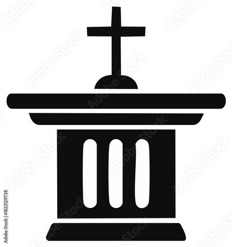 Silhouette illustration of a Christian altar with a cross symbol