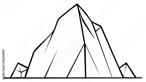 Mountain Range Outline: Rugged Peaks Vector Illustration, Adventure Theme, Landscape Design Element