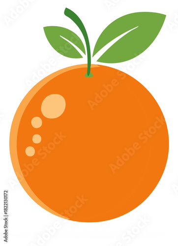 Vibrant Orange Fruit with Leaves Vector Illustration Graphic Design