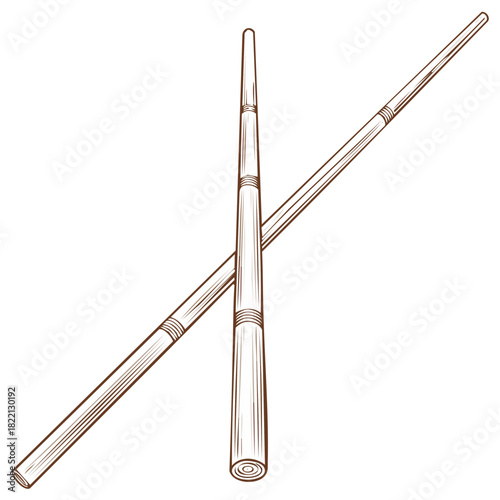 Stylized crossed bamboo chopsticks illustration representing traditional Asian food culture and dining art