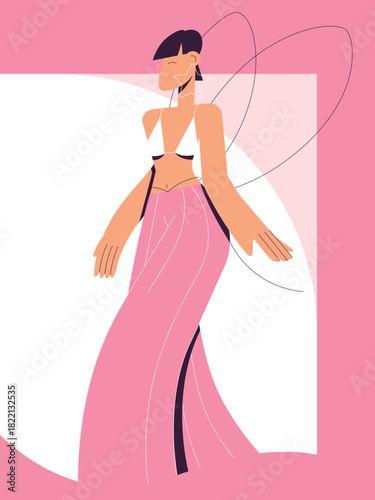 Beautiful illustration with a girl, fashion vector illustration.