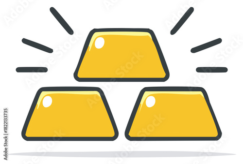 Stacks of Golden Bars Symbolizes Wealth and Treasure Cartoon Icon Illustration