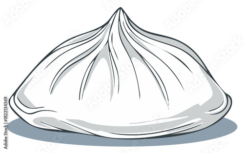 White Asian dumpling with delicate folds and pointed top traditional cuisine food vector art