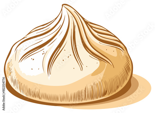 Steamed Bun Illustration Delicious Oriental Cuisine Dumpling Asian Food Drawing Graphic