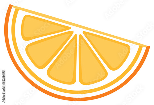 Fresh orange slice vector illustration, juicy citrus fruit wedge icon for design