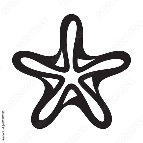 Stylized Black Starfish Outline Icon Keywords: starfish, sea star, marine, ocean, animal