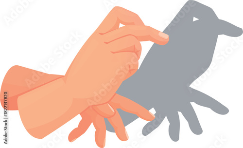 Bird shadow. Hand theater silhouette. Finger gesture