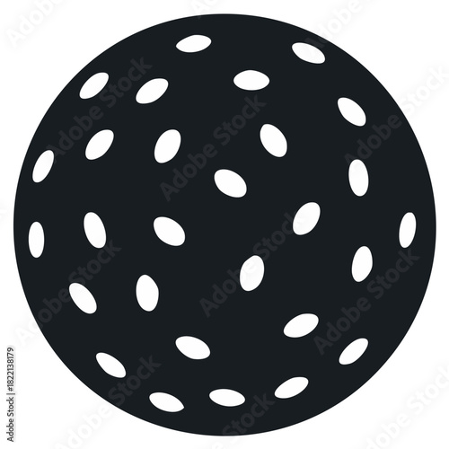 Textured Black Ball with White Dimples for Sports and Recreation Activities