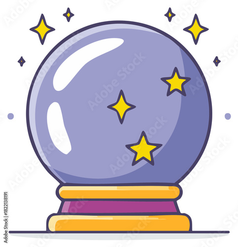 Magical crystal ball with stars reflecting future vision and destiny