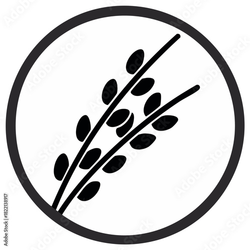 Illustration of wheat stalks in a circle frame, representing grain crops and agricultural products