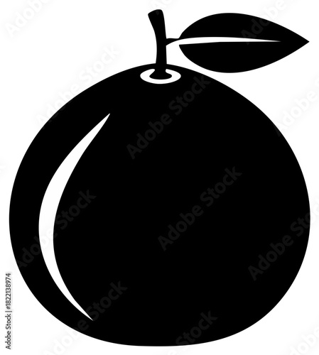 Vector illustration of a stylized orange fruit with leaf