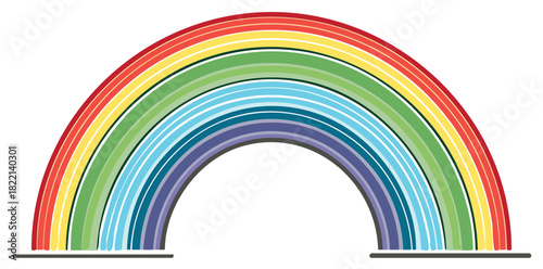 Stylized Rainbow Arch with Classic Color Spectrum for Graphic Designs and Illustrations