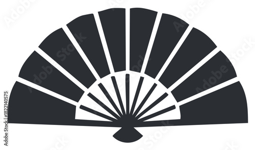 Elegant Japanese Style Folding Hand Fan Vector Icon Symbol for Cultural Designs