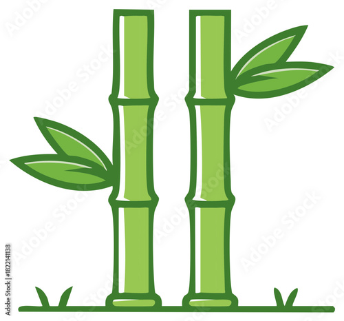 Stylized bamboo grove with leaves, representing nature, growth, and Asian culture in a simple illustration.