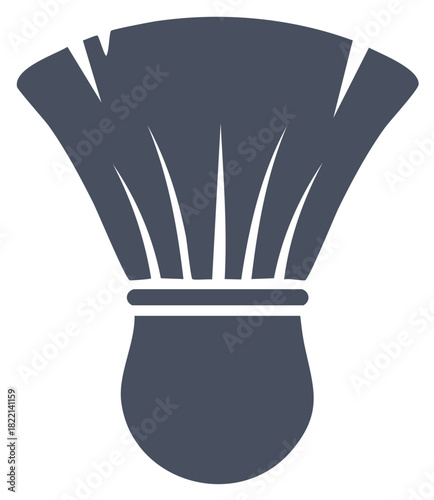 Shaving brush icon with synthetic bristles in a simple geometric style for grooming and skincare