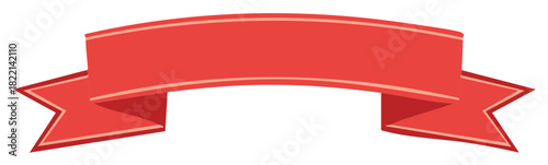 Classic red curved ribbon banner with blank copy space for text message
