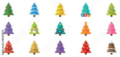 Christmas pine icon. Pine icon set. Fir tree vector set. Christmas tree icon. Vector Illustration. EPS 10