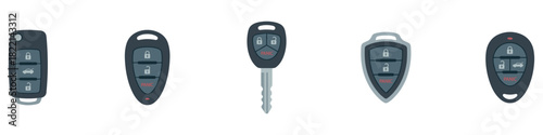 Modern car keys with remote fobs. Car key icon. Vector Illustration. 
