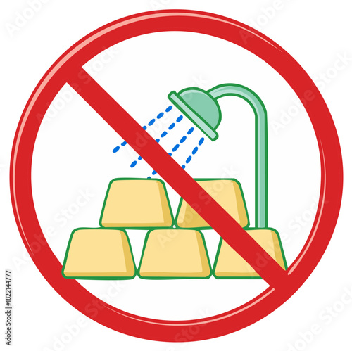 No Showering Gold Bars Prohibition Symbol