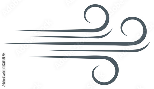 Stylized Wind Symbol with Swirling Air Currents Illustration