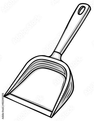 Hand drawn cartoon dustpan icon for cleaning and household chores