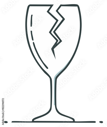 Cracked Glass Wineglass Vector Icon Caution Fragile Handle With Care Concept