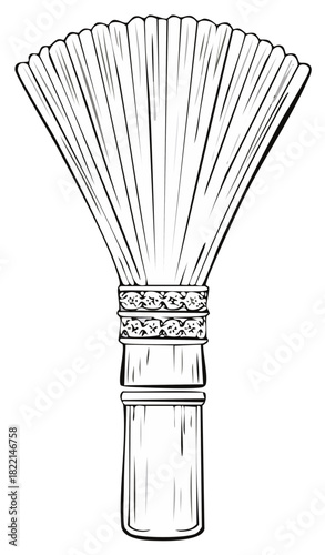 Cosmetic brush, vector illustration. Makeup tool with decorative design