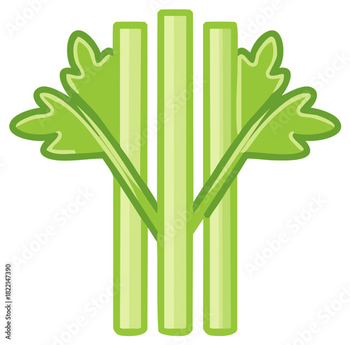 Celery Sticks and Leaves Simple Design Fresh Green Vegetable Graphic Art Style