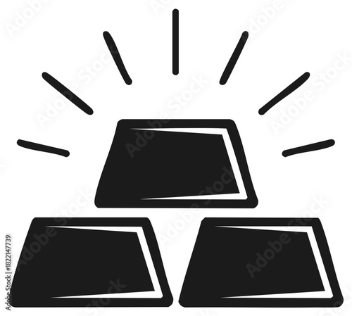 Shining gold bars stack icon simple black illustration for finance and investment