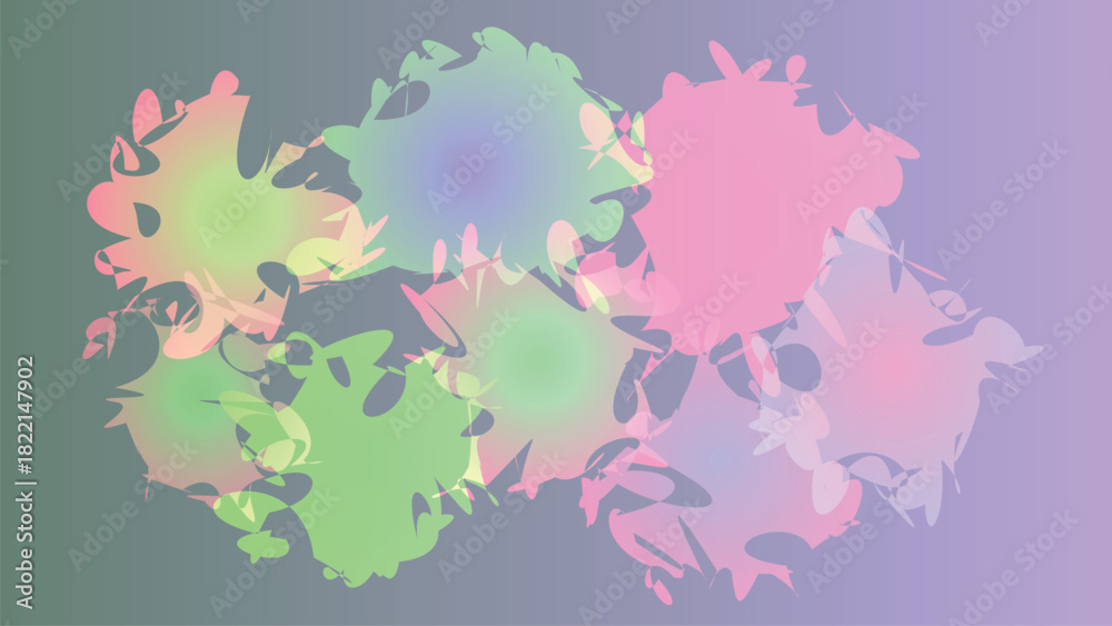 Obraz premium Colorful Artistic Background with Watercolor Splatters in Pink Green and Purple Hues Modern Abstract Design Illustration