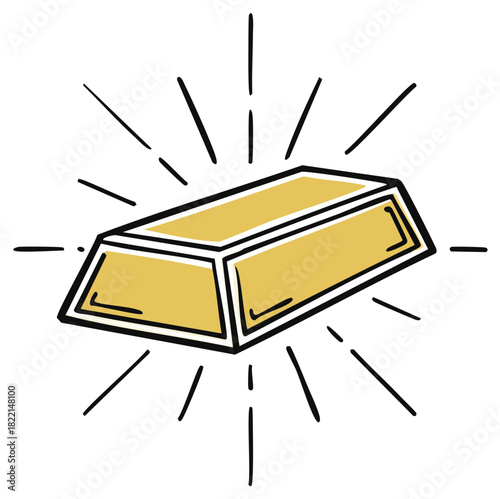 Gold Bar Illustration Sparkles Wealth Treasure Nugget Vector